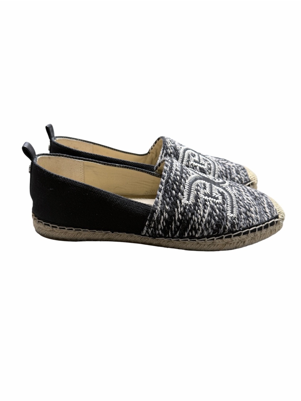Sam Edelman Khloe Women’s Fabric & Leather Black and Tan Espadrilles Size 10M - Picture 2 of 10